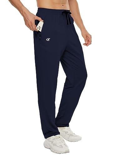Pdbokew Men's Running Pants Lightweight Athletic Pants With Zipper Pockets Navy #TOP6