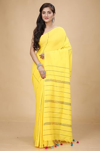 Image of Women's Traditional Bengal Handloom Soft Cotton Khesh Saree