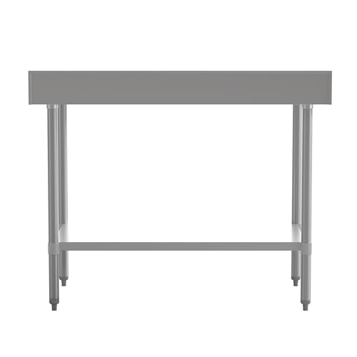 Flash Furniture Reese 商用ステンレススチール準備/作業テーブル バックキッチン用 430ステンレススチール 18ゲージ 調節可能な棚 4インチ バックスプラッシュ、30インチ x 48インチ [5]