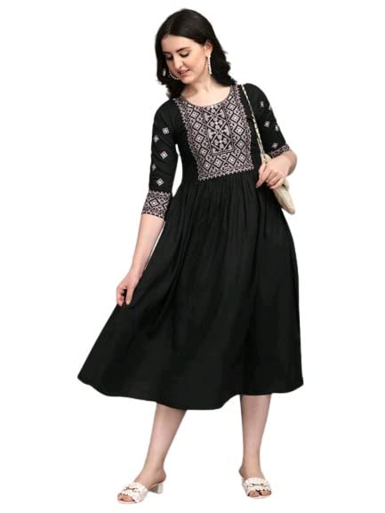Image of Shreeji Garment Anarkali Kurti for Stylish Women /Designer Rayon Embroidered Women Kurta