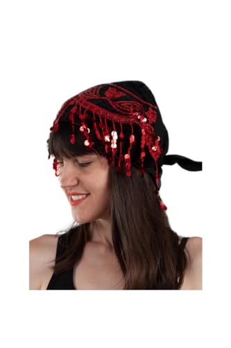 DISBACANAL Pañuelo zíngara lentejuelas para cabeza - Negro