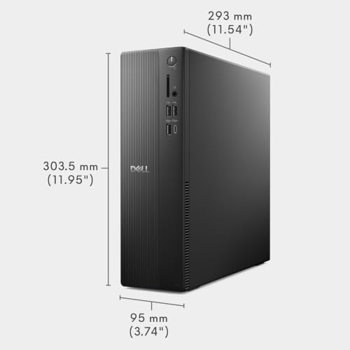 Image of Dell Slim Desktop ECS1250, Business Tower Computer, 16GB DDR5 RAM 512GB SSD, Intel Core i3-14100 (up to 4.7 GHz), Windows 11 Pro, Wired Keyboard & Mouse, Docking Station, Black