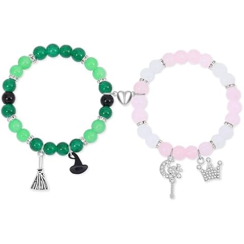 ANZWTLOYY Elphaba Galinda Friendship Matching Bracelets Crown Witch Hat Broom BFF Couples Matching Bracelets Christmas Valentine's Day Gifts for Women Men (Style 1) Cover