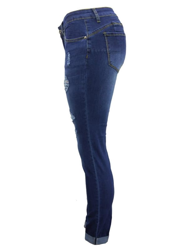 lonwick Andongnywell Women's Stretchy Ripped Hole Skinny Jeans Butt Lifting Distressed Denim Pants with Pockets Trousers4