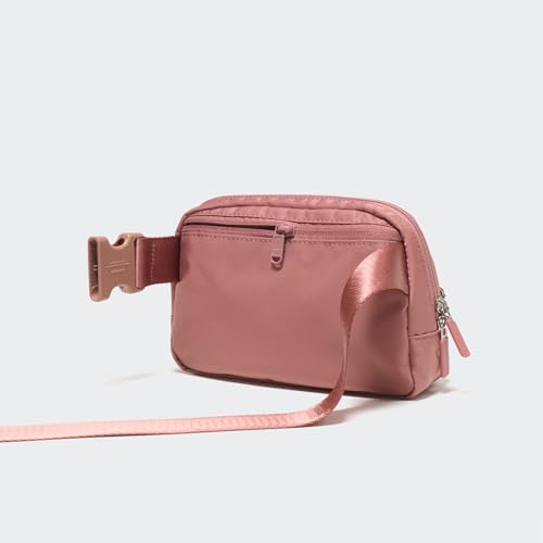 Image of Pander Nylon Crossbody Belt Bag with Excess Strap Keepers, 6-Pocket Adjustable Sling Fanny Pack for Travel and Everyday Carry, Mauve Pink
