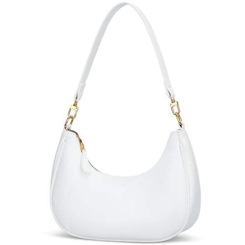 KKXIU Shoulder Bag for Women Small Purse Cute Clutch Hobo Handbag Trendy Crescent Bag-White