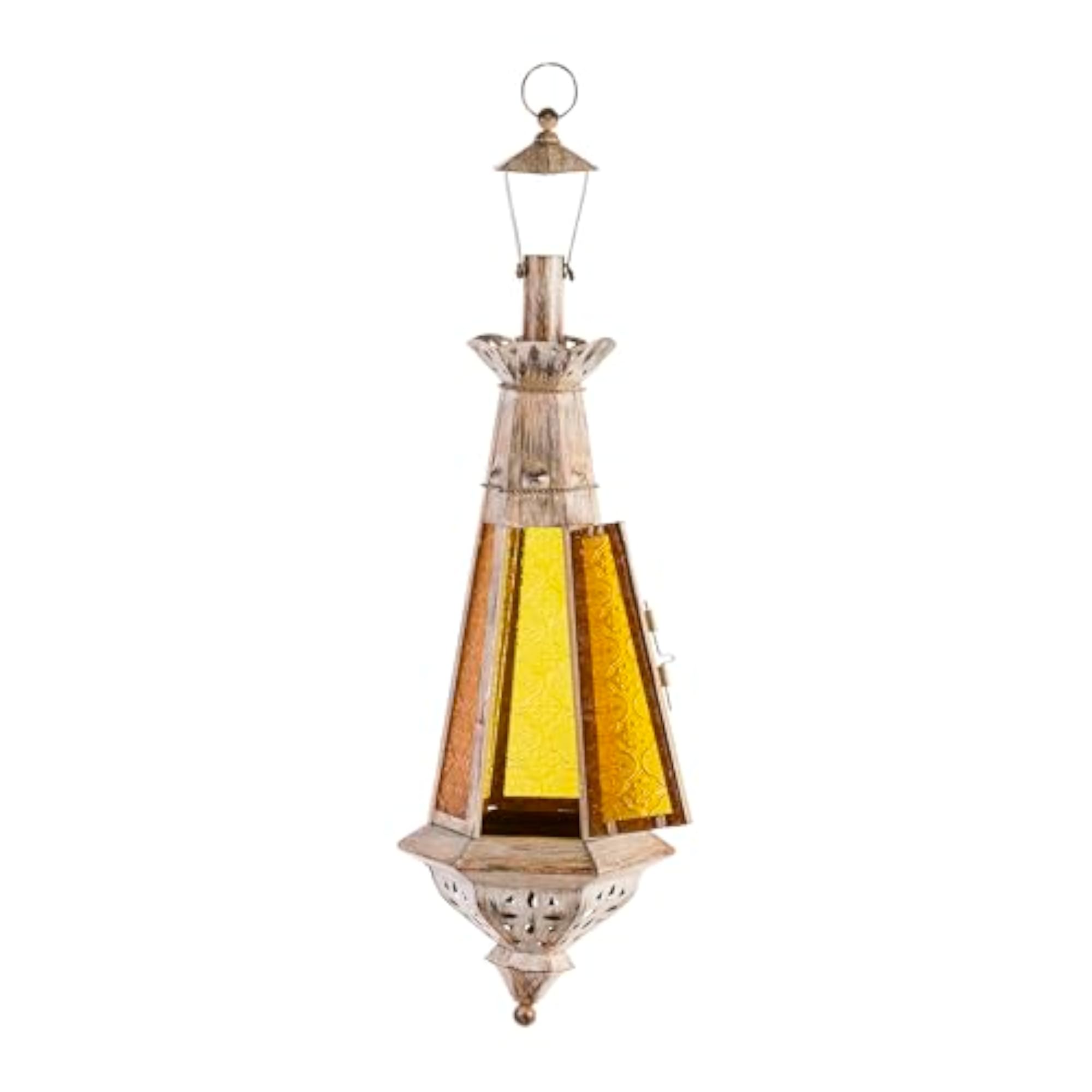 Amber Teardrop Lantern Moroccan Outdoor Candle Holder