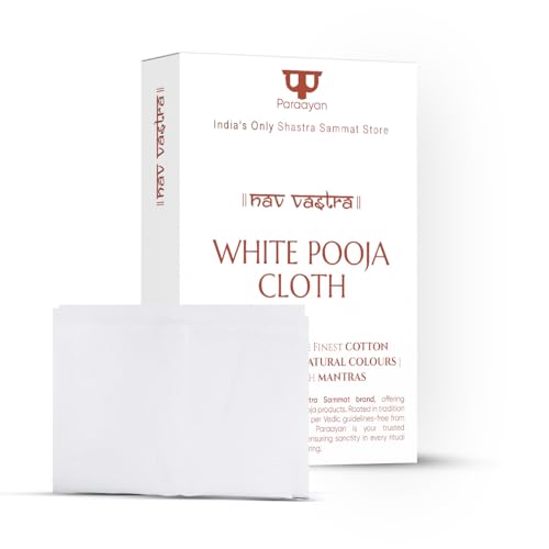 Image of Cloth for Pooja | Handwoven from Fine Fabric, Cotton Puja Kapda for Home Temple | Pack of 1 | 1.25 Meter (Pooja Vastra) (White)