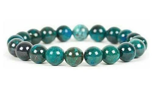 Image of Pachamama Essentials Natural Gemstone Bracelet 7-7.5 In Stretch Gems Stones 8mm Round - Beads Healing Crystals Quartz - Chakra Bracelet (Chrysocolla)