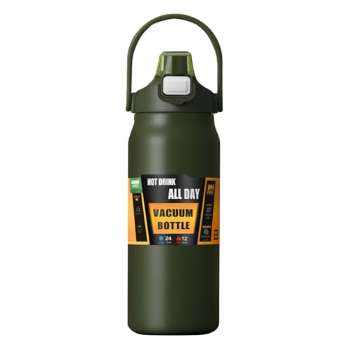 Botella de agua | Botella de agua deportiva | Botella deportiva 1500 ml de acero inoxidable, paja extraíble, cerradura de seguridad, tapa de polvo y aislamiento duradero para gimnasio, viajes, caminat