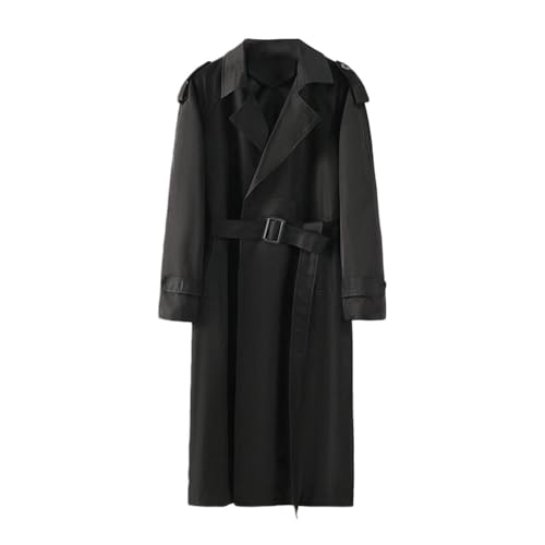 Gabardina para hombre larga sobre la rodilla en color negro talla S de abrigo para otoño e invierno