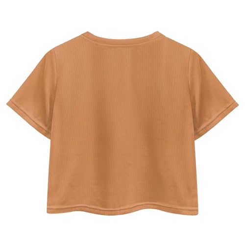 Image of Girls Fashion Crewneck Tee Shirts Casual Short Sleeve Crop Top Summer Outfits 5-14 Year