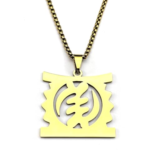 Collier pendentif africain Adinkra aux finitions style kabyle ghanéen
