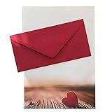 Briefpapier mit Umschlag, Herz als Set, DIN A4 Papier und DIN lang Briefumschläge, ideal für Weihnachten, Geburtstag (Herz+DL10, 10er Set)