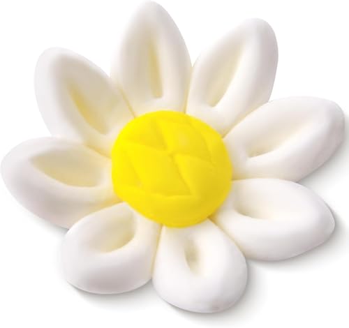Edible Daisy Cake Decorations, 36 Count White and Yellow Sugar Flowers, Unwired 3/4 Inch, Daisy Cupcake Toppers, Edible Flowers Cake Decorations by Chef Alan Tetreault, Global Sugar Art