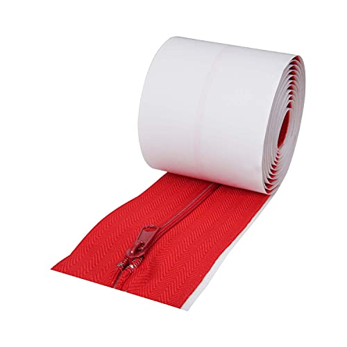 Selbstklebende Reißverschlüsse rot für Staubschutzwände 2er Set Cover