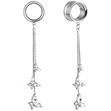 DOEARKO 2PCS Ear Gauges Fashion Butterfly Pendant 316 Hypoallergenic Stainless Steel Dangle Ear Plugs Tunnels Gauges Stretcher Pair Selling 2g 0g Piercing Body Jewelry (12mm(1/2