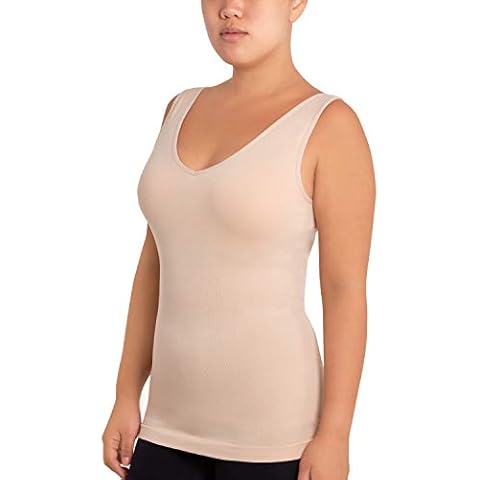Skinnygirl Women's Scoop Neck Seamless Shaping Camisole, 3-Pack (Ondine Blush/White/Black, Large) Cover