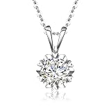 MOCHAMIK Collar de moissanita para Mujer, joyería de Boda con Copo de Nieve de 100% Plata de Ley 925