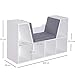 HOMCOM Bookcase Storage Shelf with Cushioned Reading Seat, Cube Bookshelf Organizer for Bedroom Living Room, White HOMCOM Bookcase Storage Shelf with Cushioned Reading Seat, Cube Bookshelf Organizer for Bedroom Living Room, White