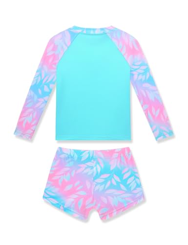 Image of Girls Rash Guard Swimsuit Two Piece Long Sleeve Bathing Suits