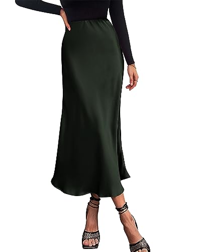 BTFBM 2026 Womens Spring Summer Long Satin Skirt Silk Elegant High Waist Cocktail Party Wedding Flowy A-Line Midi Skirts