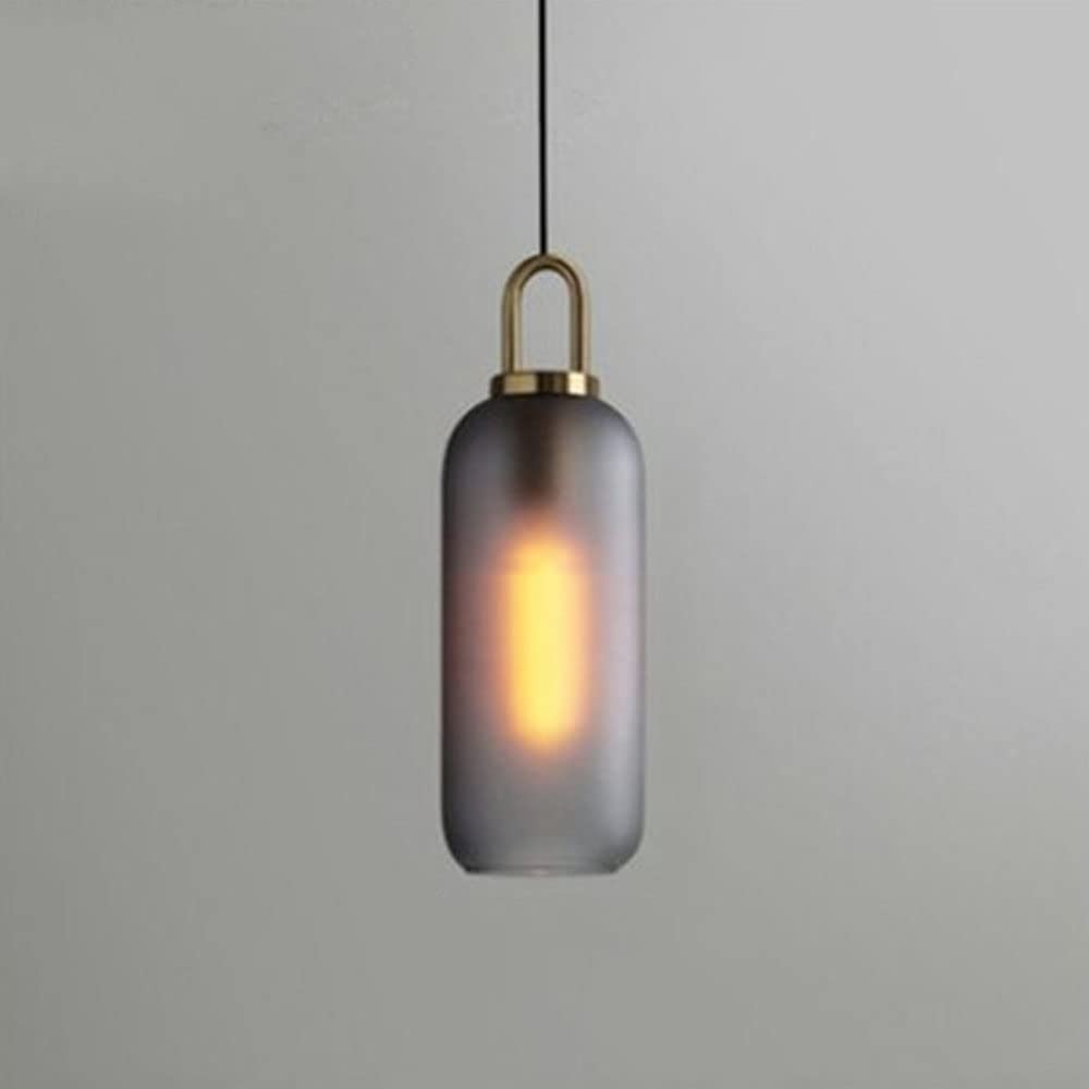 HXYSXHJUO Modern E27 Glass Chandelier Frosted Pendant Light Restaurant Indoor Ceiling Fixture for Kitchen Island Dining Room Bedroom Hallway Bar Living Hanging Light(Gray-A,C)