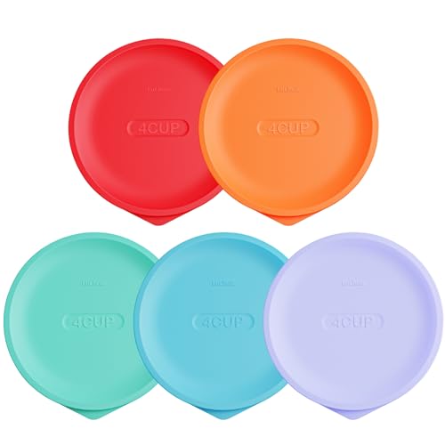 Replacement Lids for Pyrex 7201-PC 4 Cup Silicone Round Storage Cover Lid for Anchor Hocking Glass Bowl 5 Pack Mixed Color