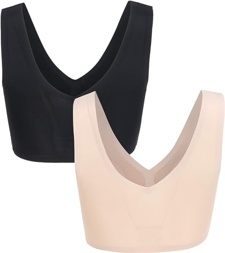 Image of Lucky Brand Women's Seamless Bra - 2 Pack Super Soft Wire-Free Comfort Lounge Bras for Women (Sizes: S-XL)