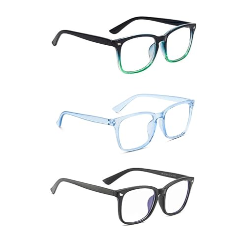 Image of Blue Light Blocking Computer Glasses for Men & Women, Square TR90 Lightweight Eyeglasses Frame, Anti Eye Strain UV Protection, Clear Lens for Gaming Office Reading
