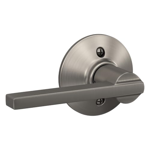 Image of SCHLAGE Latitude Non-Turning Dummy Door Handle, Reversible, Satin Nickel | Non-turning dummy lever door handle with no latch or lock, Decorative pull, One sided, Easy to install, Certified durability