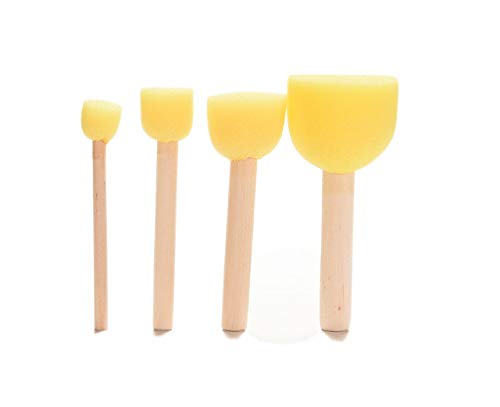 Image of DEZIINE Kid Sponge Paint Brush Original Wooden Handle Painting Graffiti Early Toy DIY Art Supplies Gifts 40Pcs /Set