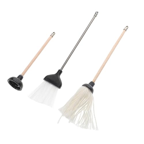 FELTECHELECTR 12-Piece Dollhouse Mini Cleaning Set Mop Broom Plunger Miniature Bathroom Accessories Kit for Dollhouse Decor