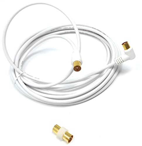 DRUT 5m TV RF Right Angle Male to Male Aerial Antenna Coaxial Cable With Female to Female Coupler Gold Connectors 75 ohm - Image 3