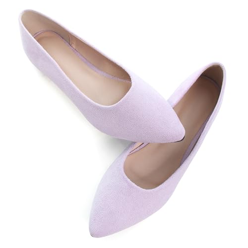 Image of Dear Time Women's Pointed Toe Ballet Flats Simple Casual Office Work Flats Slip-on Comfortable Shoes
