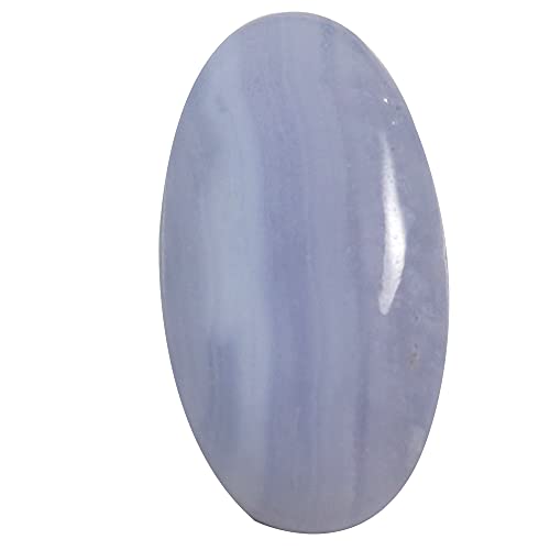 Agate bleue en dentelle naturelle pierre cabochon ovale 25,5 carats Qc64