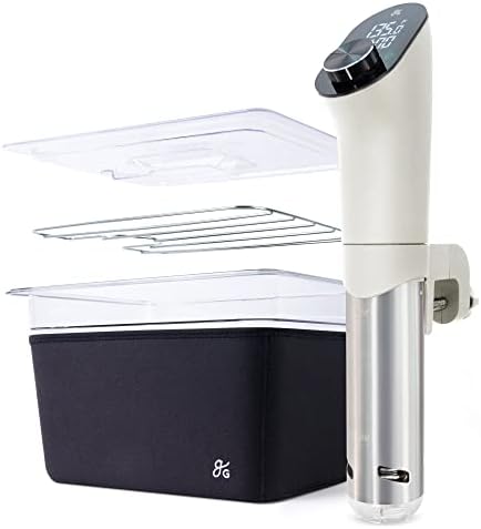 Greater Goods Pro Sous Vide Kit – An 1100 Watt, Powerful, Precise Sous Vide Cooker and Premium, Plastic Container with Sous Vide Rack, Lid, and Neoprene Sleeve | Designed in St. Louis (Birch Kit) Greater Goods Pro Sous Vide Kit – An 1100 Watt, Powerful, Precise Sous Vide Cooker and Premium, Plastic Container with Sous Vide Rack, Lid, and Neoprene Sleeve | Designed in St. Louis (Birch Kit)