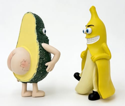 Set de 2 imanes decorativos de resina 3D aguacate y banana miniatura 2