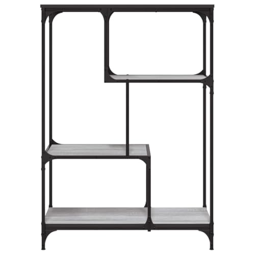 Librería Sonoma gris de madera y acero de 81x36x115 cm para salón 4
