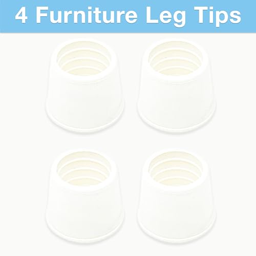 SoftTouch 4 Pack Non-Slip Round Rubber Leg Tip Protectors – 1-1/4" Inner Diameter for Chairs, Stools & Tables on Hardwood, Laminate, Tile & Vinyl - Reduce Noise & Prevent Scratches – White