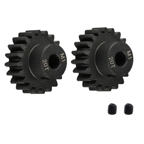 ADORLY 2pcs HD Steel 20t Steel Mod 1 Pinion Gear 5mm for 1/8 HPI C1 SC Savage Flux Losi 8ight LST LST Muggy 4wd Associated RC-8 Parts