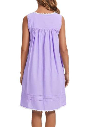 Image of AVIIER 100% Cotton Nightgowns for Women Sleeveless Night Gown with Pockets
