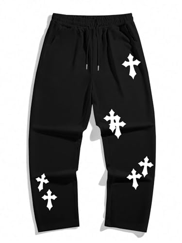 ZAFUL Mens Wide Leg Sweatpants Casual Straight Baggy Drawstring Open Bottom Loose Fit Workout Jogger Track Pants with Pockets3