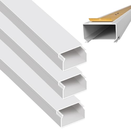 ARLI Kabelkanal 30x20 mm Weiß 4m selbstklebend & schraubbar Installationskanal IP40 PVC mit Bodenlochung Universal Kabel Kanal