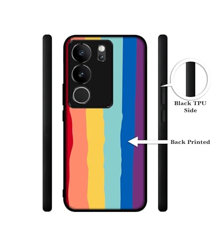 Image of Rainbow Design Premium 2D Printed Metal Back Case Cover for Vivo V29 5G / V29 Pro 5G