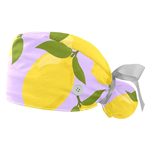 Chapeaux de travail motif citron JDEZ casquettes bouffantes unisexes et anti-transpiration