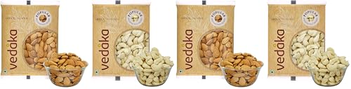 Image of Amazon Brand - Vedaka Dry Fruits Combo | 400 Gram | 200 Gram Each - Premium Almonds And Cashews (Pack of 2)