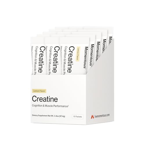 Momentous Creatine Lemon Monohydrate Powder - Creatine Powder - Supports Strength, Lean Muscle, & Recovery for Men & Women - NSF Certified for Sport - 6.49 g per Serving - 15 Servings