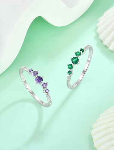 Eternity Ring for Women Sterling Silver Halo Stacking Band Birthstone Jewelry Size 5-104