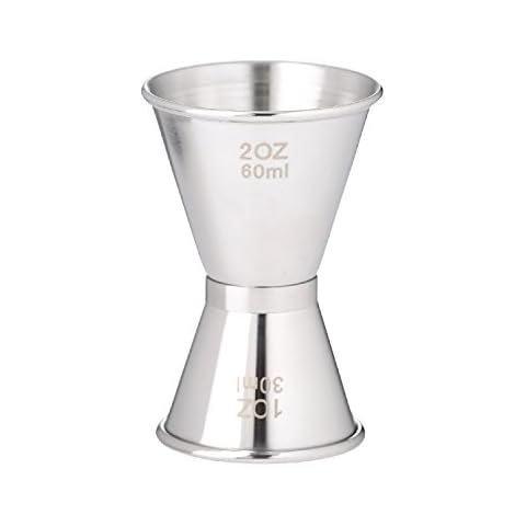 Thirsty Rhino Duo, Double Sided Stainless Steel Cocktail Jigger, 1 Ounce, 2 Ounce, Brushed Silver (Set of 1) Cover